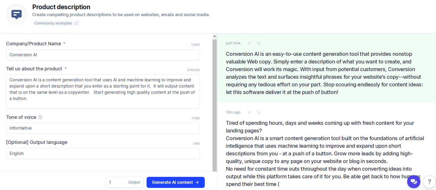 Jasper AI Product Description Template